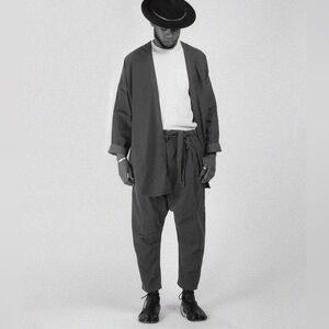 Japanese workwear cotton linen pant in black